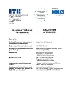 ETA 21/0875 Bioclima ClimaWall MW