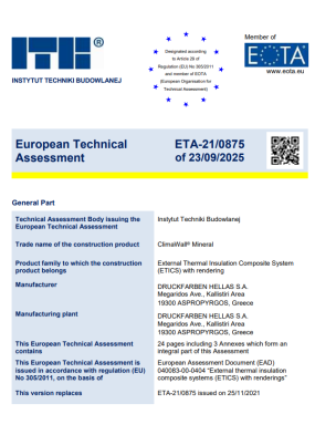 ETA 21/0875 Bioclima ClimaWall MW