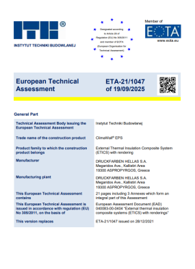 ETA 21/1047 Bioclima ClimaWall EPS